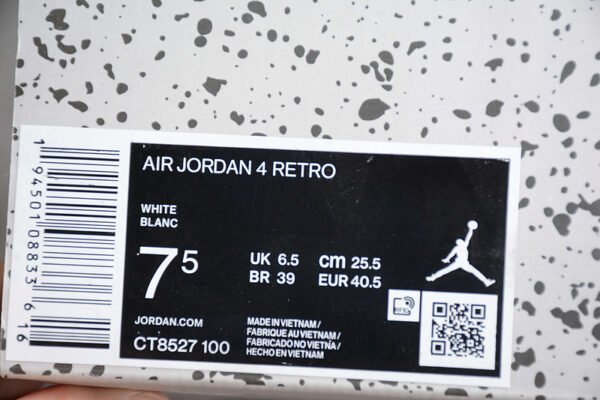 AIR JORDAN 4 RETRO WHITE OREO WHITE_TECH GREY_BLACK_FIRE RED