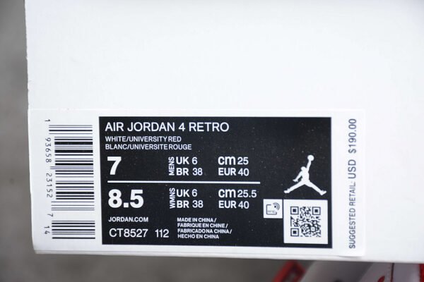 AIR JORDAN 4 RETRO WHITE_UNIVERSITY RED_METALLIC SILVER