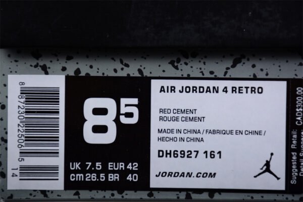 AIR JORDAN 4 RED CEMENT WHITE_FIRE RED-BLACK-NEUTRAL GREY