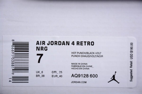 AIR JORDAN 4 RETRO NRG HOT PUNCH_BLACK VOLT