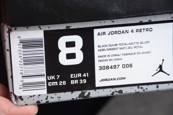 AIR JORDAN 4 RETRO ALTERNATE BLACK_GAME ROYAL-MATTE SILVER