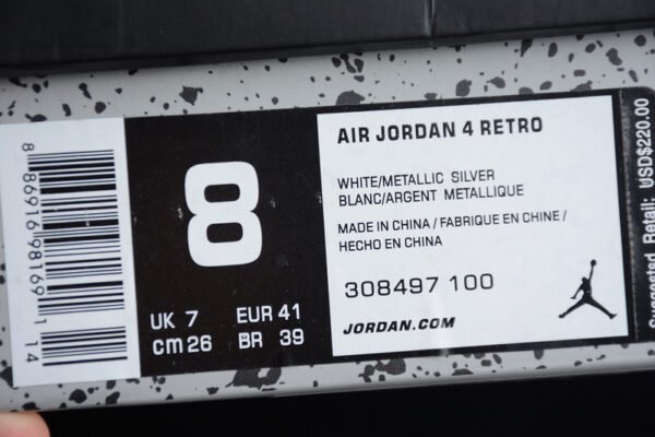 AIR JORDAN 4 RETRO PURE MONEY WHITE_METALLIC SILVER