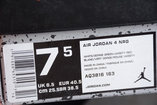 AIR JORDAN 4 NRG WHITE_GORGE GREEN-VARSITY RED