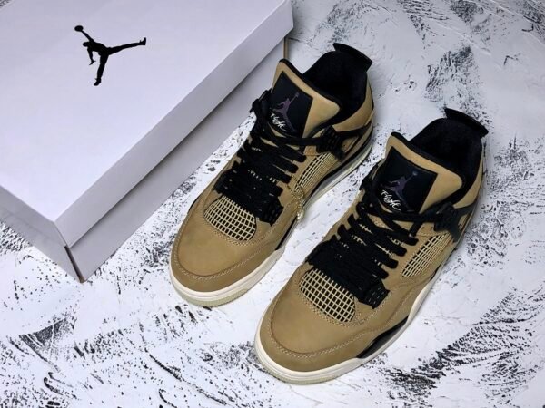 H12 AIR JORDAN 4 RETRO FOSSIL MUSHROM_BLACK_PALE IVORY