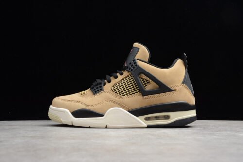 ST AIR JORDAN 4 RETRO FOSSIL MUSHROM_BLACK-FOSSIL-PALE IVORY