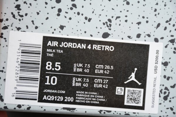 ST AIR JORDAN 4 RETRO FOSSIL MUSHROM_BLACK-FOSSIL-PALE IVORY