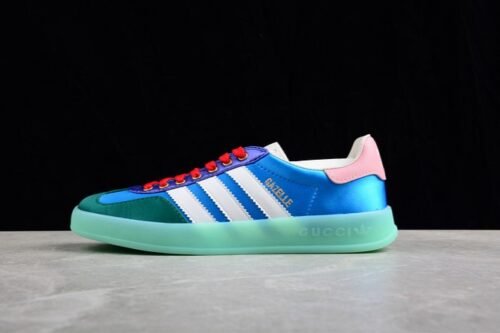 GUCCI X GAZELLE SHOES BLUE_CLOUD WHITE_GREEN_RED