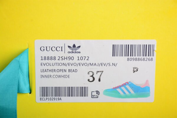 GUCCI X GAZELLE SHOES BLUE_CLOUD WHITE_GREEN_RED