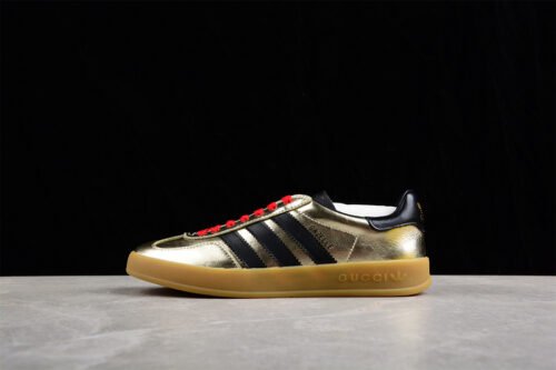 GUCCI X GAZELLE SHOES GOLD_CORE BLACK_RED