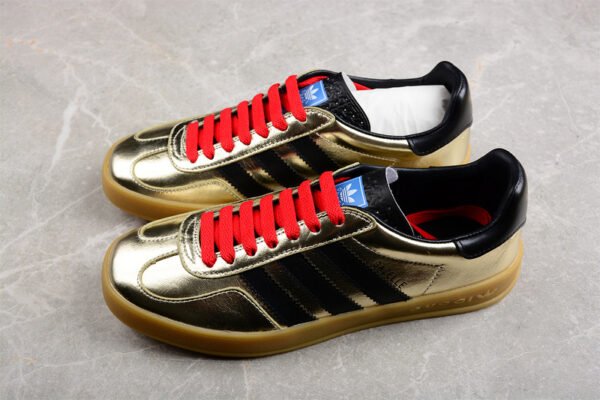 GUCCI X GAZELLE SHOES GOLD_CORE BLACK_RED