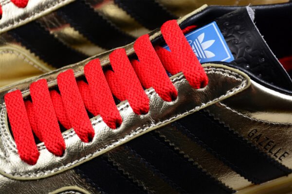 GUCCI X GAZELLE SHOES GOLD_CORE BLACK_RED