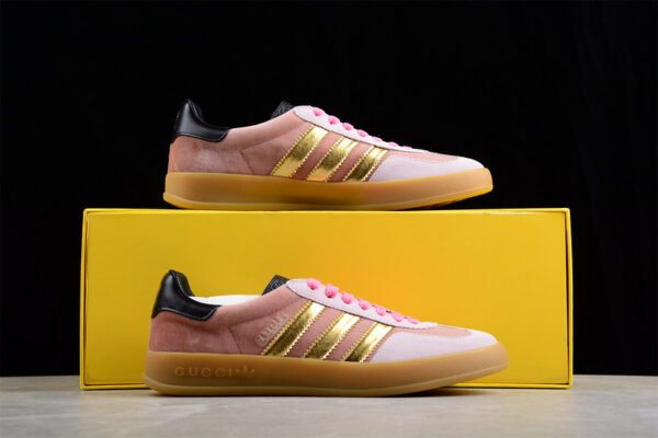 GUCCI X GAZELLE SHOES LIGHT PINK_GOLD_CORE BLACK