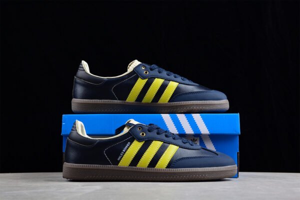 WALES BONNER SAMBA SHOES COLLEGIATE NAVY_CREAM WHITE_YELLOW