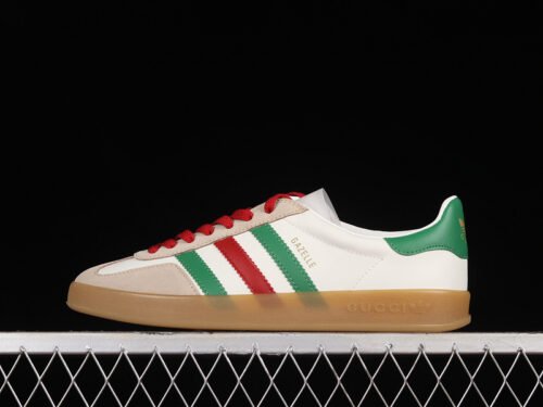GUCCI X GAZELLE SHOES CLOUD WHITE_GREEN_RED