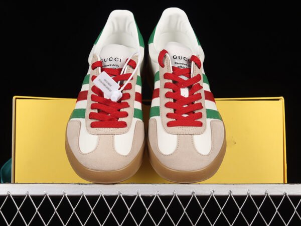 GUCCI X GAZELLE SHOES CLOUD WHITE_GREEN_RED