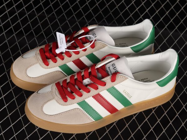 GUCCI X GAZELLE SHOES CLOUD WHITE_GREEN_RED