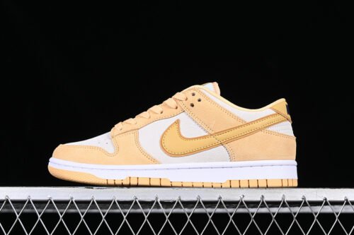 DUNK LOW LX CELESTIAL GOLD_WHEAT GOLD_SAIL_GOLD SUEDE_MIDNIGHT NAVY_WHITE