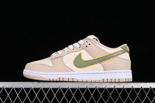 DUNK LOW PALE IVORY_OIL GREEN_WHITE_LASER ORANGE_SANDDRIFT
