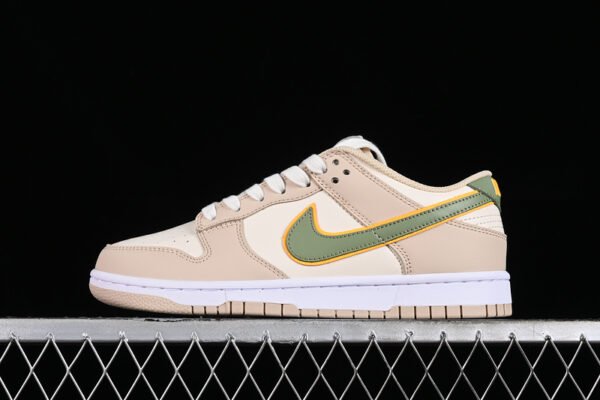 DUNK LOW PALE IVORY_OIL GREEN_WHITE_LASER ORANGE_SANDDRIFT