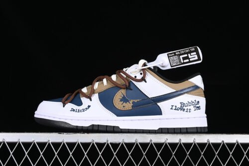 DUNK LOW SB LOW TOP CASUAL SNEAKERS WHITE_BROWN_BLUE