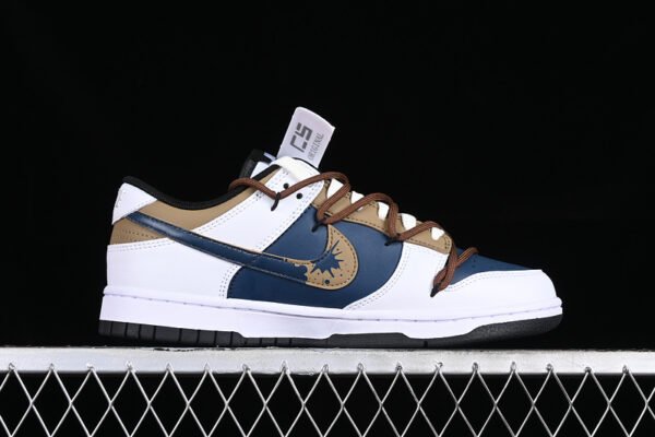 DUNK LOW SB LOW TOP CASUAL SNEAKERS WHITE_BROWN_BLUE