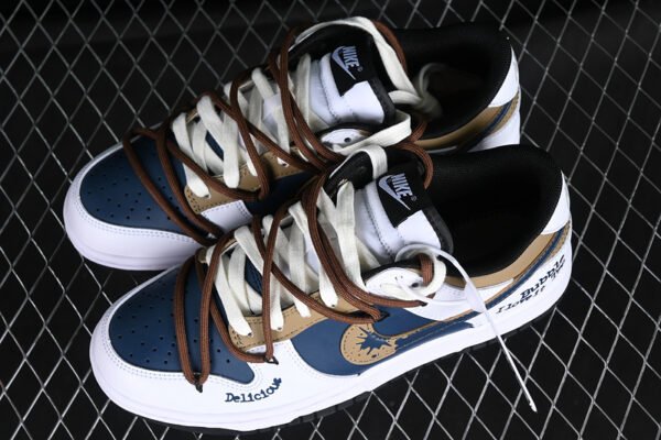 DUNK LOW SB LOW TOP CASUAL SNEAKERS WHITE_BROWN_BLUE