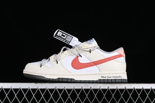 DUNK LOW SB LOW TOP CASUAL SNEAKERS WHITE_BEIGE_RED