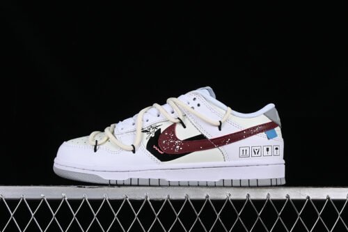 DUNK LOW SB WHITE_BLACK_BEIGE_RED