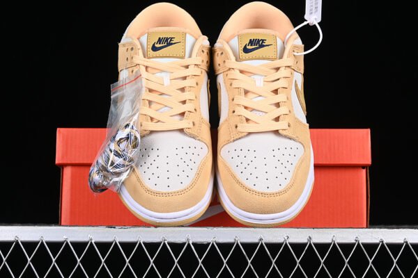 DUNK LOW LX CELESTIAL GOLD_WHEAT GOLD_SAIL_GOLD SUEDE_MIDNIGHT NAVY_WHITE