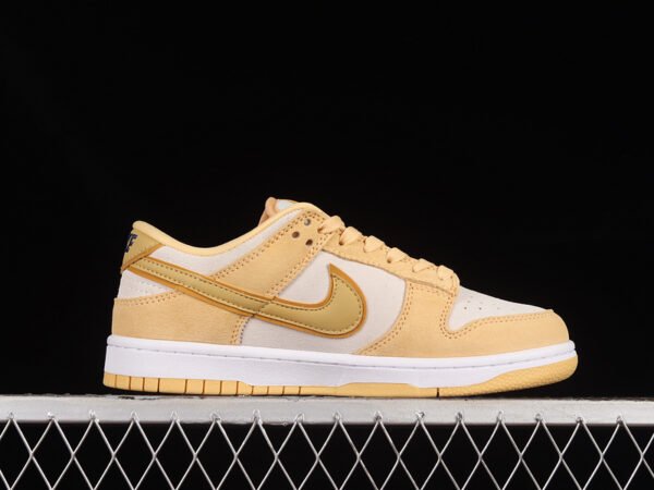 DUNK LOW LX CELESTIAL GOLD_WHEAT GOLD_SAIL_GOLD SUEDE_MIDNIGHT NAVY_WHITE