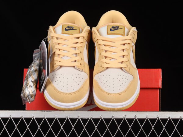 DUNK LOW LX CELESTIAL GOLD_WHEAT GOLD_SAIL_GOLD SUEDE_MIDNIGHT NAVY_WHITE