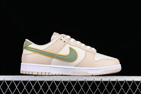 DUNK LOW PALE IVORY_OIL GREEN_WHITE_LASER ORANGE_SANDDRIFT