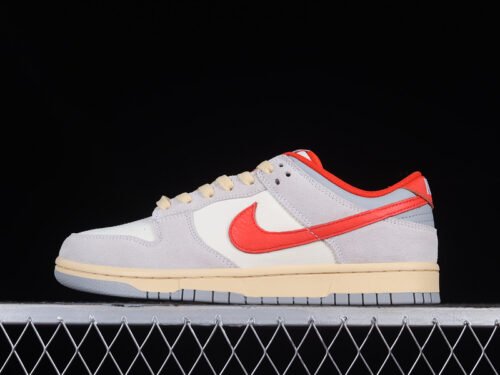 DUNK LOW ATHLETIC DEPARTMENT SAIL_PHOTON DUST_LIGHT SMOKE GREY_PICANTE RED