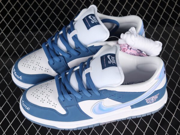 BORN X RAISED X DUNK LOW SB ONE BLOCK AT A TIME DEEP ROYAL BLUE_WHITE_WHITE