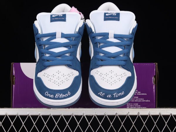 BORN X RAISED X DUNK LOW SB ONE BLOCK AT A TIME DEEP ROYAL BLUE_WHITE_WHITE
