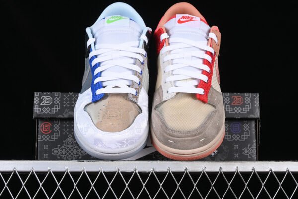 CLOT X DUNK LOW WHAT THE BROWN_GREY_RED